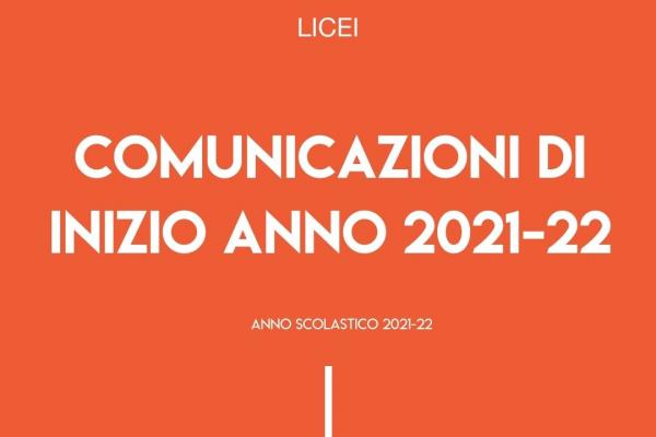 Licei Comunicazioni Inizio Anno 2021 600x400
